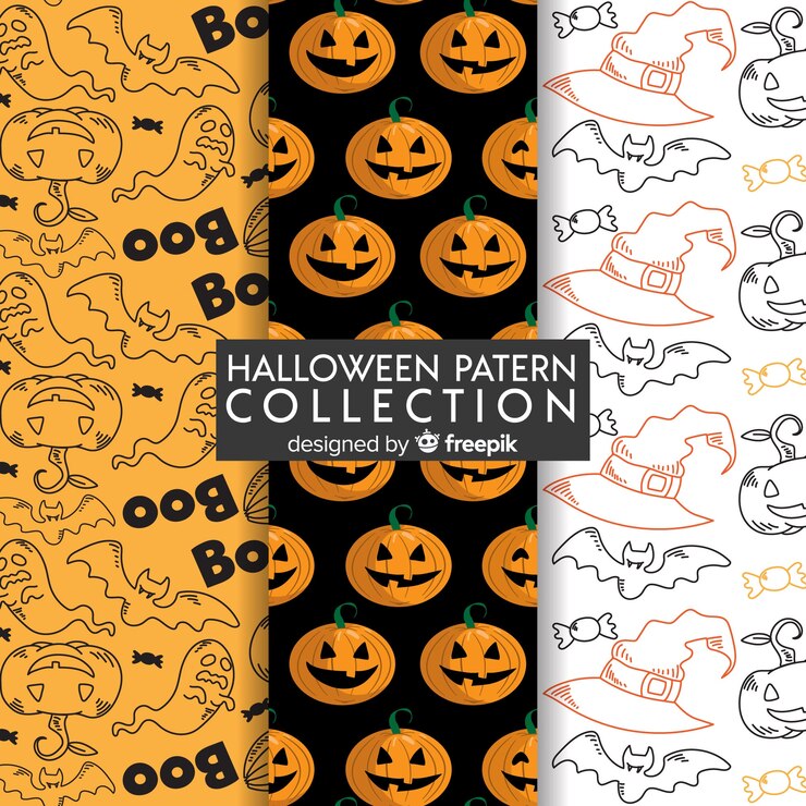 Bezpłatny plik Wektor kolekcja wzór halloween w płaska konstrukcja