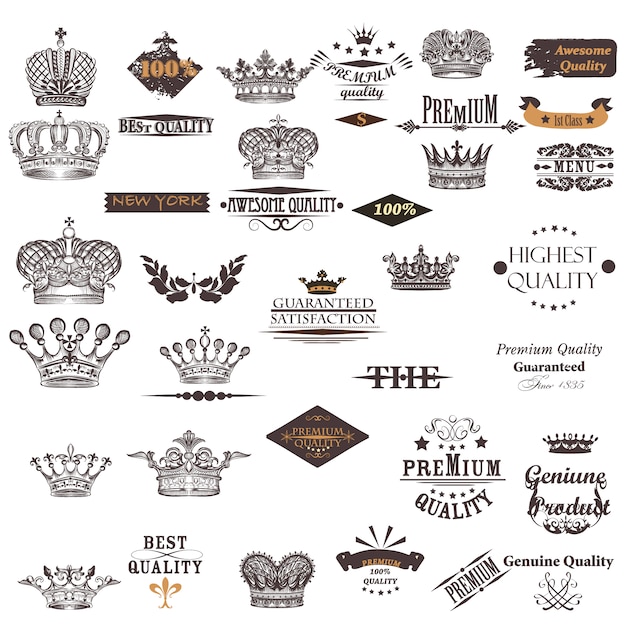 Bezpłatny wektor kolekcja wzorów crown