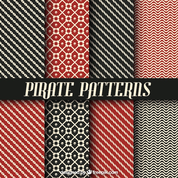 Kolekcja wzorów piratów z abstrakcyjnymi formami
