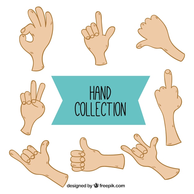 Bezpłatny wektor kolekcja z różnych gestów rąk