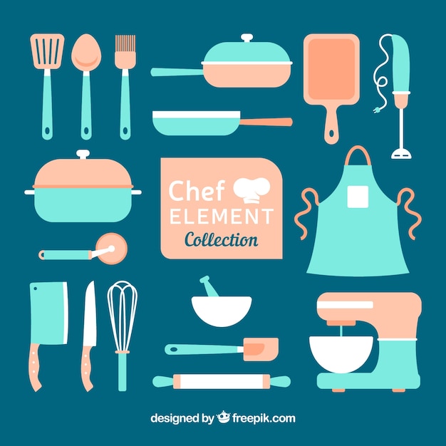 Bezpłatny wektor kolekcja zabytkowych elementów kuchni