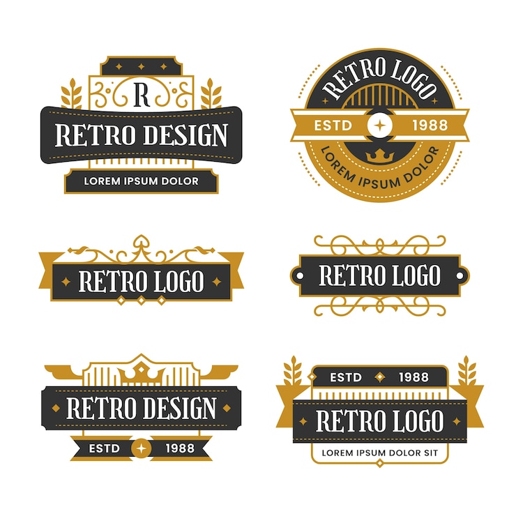 Bezpłatny plik Wektor kolekcja złotych logo retro
