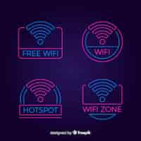 Bezpłatny wektor kolekcja znak neon wifi