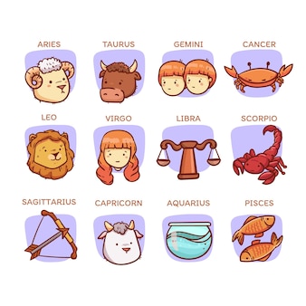 Kolekcja znaków zodiaku kreskówka
