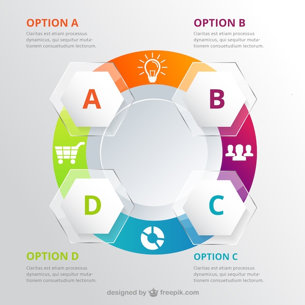 Bezpłatny wektor koło infografika dla workflow