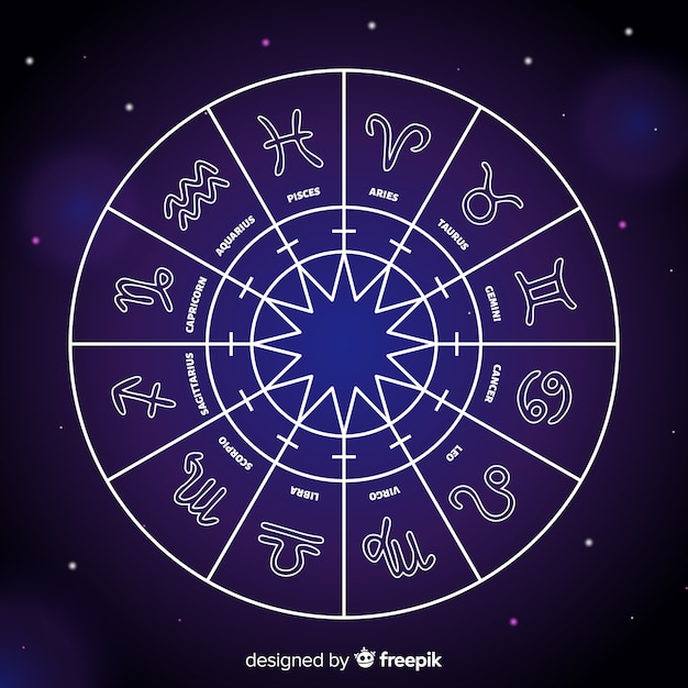 Bezpłatny wektor koło zodiaku na tle przestrzeni