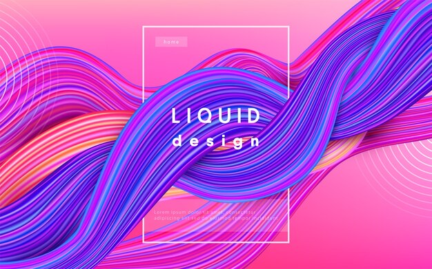 Kolor tła fali. Ilustracja projekt 3d farby przepływ cieczy. Koncepcja sztuki geometrycznej dynamiczny falisty kolor atramentu.