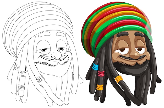 Bezpłatny wektor kolorowa ilustracja postaci rasta