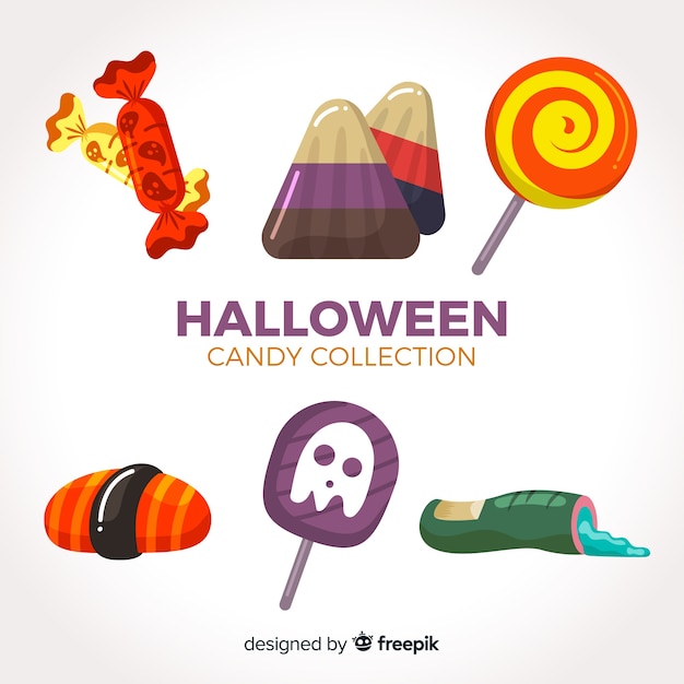 Kolorowa Kolekcja Cukierków Halloween Z Płaska Konstrukcja