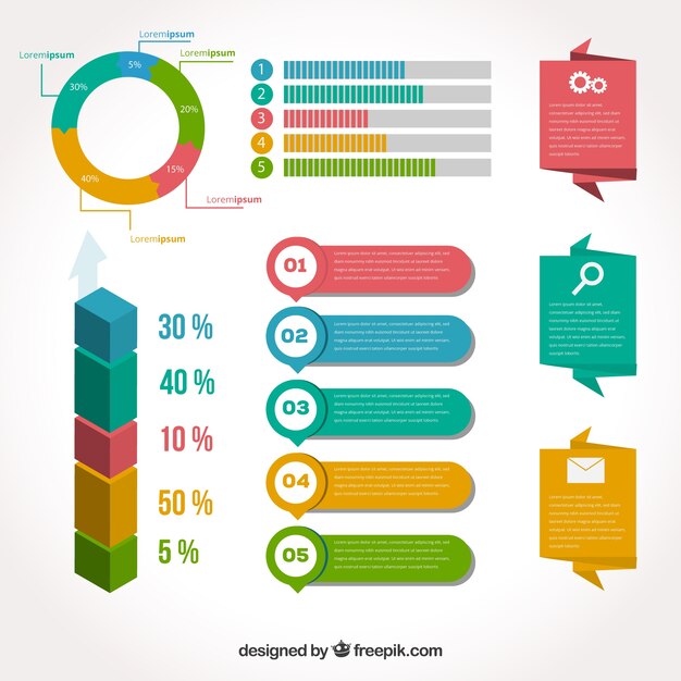 Kolorowa kolekcja elementów infograficznych w płaskim stylu