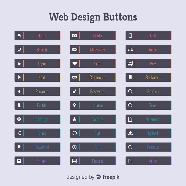 Kolorowa kolekcja przycisk web design z Płaska konstrukcja