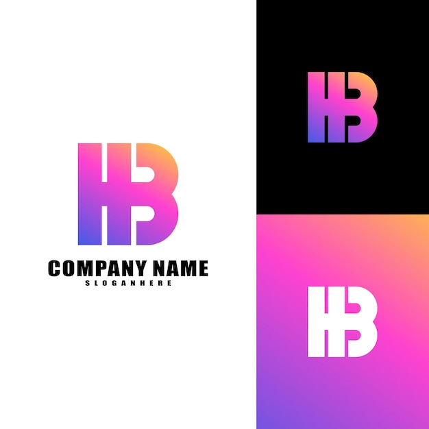 Bezpłatny wektor kolorowa kombinacja liter h i b