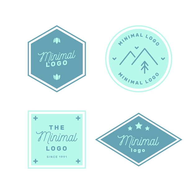 Bezpłatny wektor kolorowa minimalna kolekcja logo w stylu vintage
