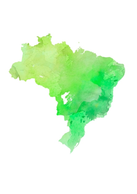 Kolorowa na białym tle Brazylia w akwareli