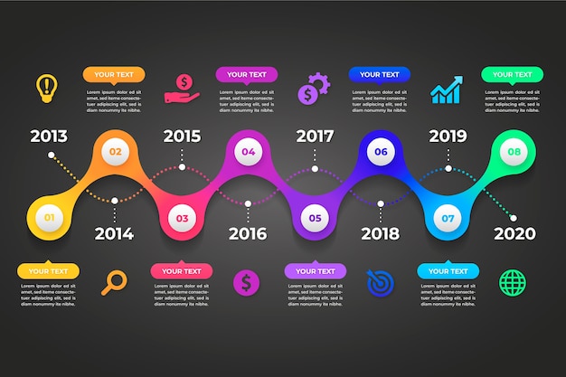 Kolorowa Oś Czasu Infographic Projekt Gradientu