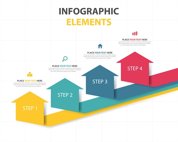 Bezpłatny wektor kolorowe abstrakcyjne strzałki biznesowych infographic szablonu