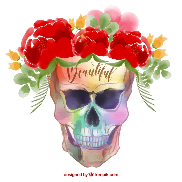 Kolorowe czaszki z ozdobnymi kwiatami