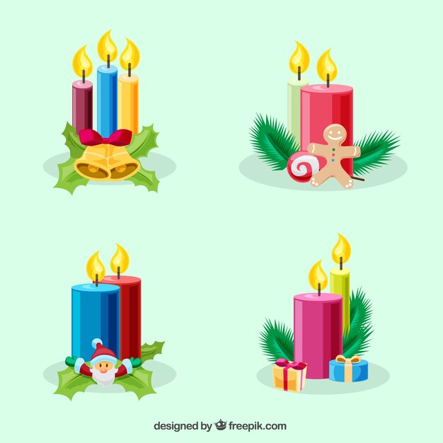 Kolorowe dekoracyjne świece na Boże Narodzenie