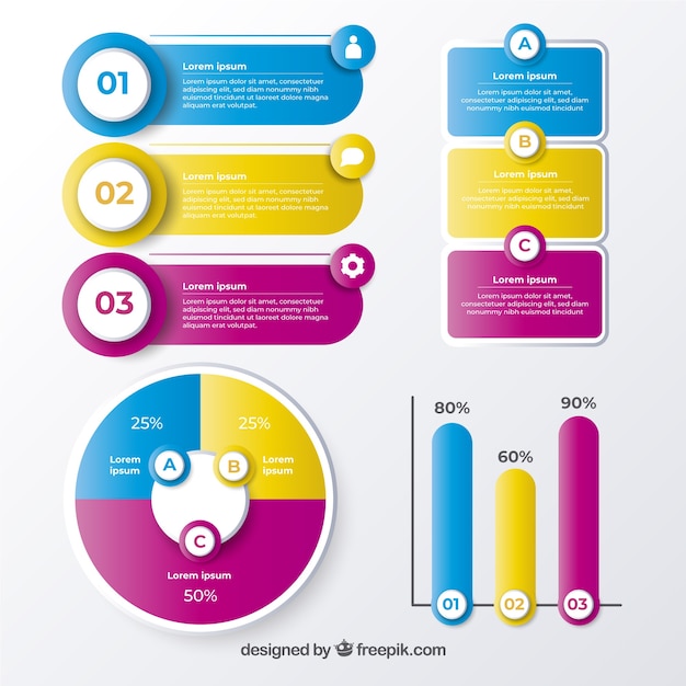 Kolorowe Elementy Infographic Z Efekt Gradientu