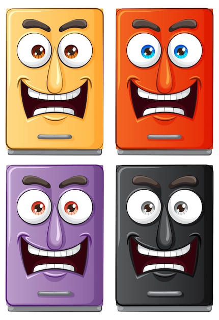 Bezpłatny wektor kolorowe emotikony na telefonach komórkowych