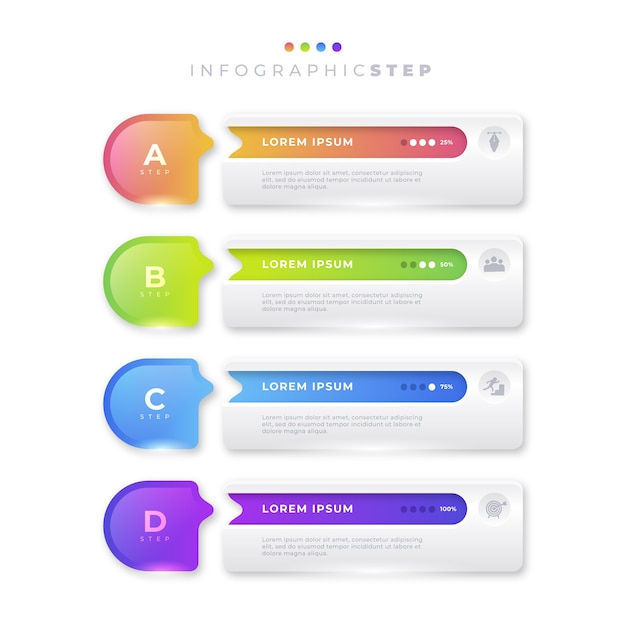 Kolorowe Gradienty Infographic Kroki
