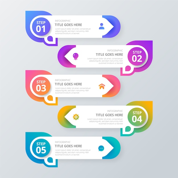 Kolorowe gradienty infographic kroki