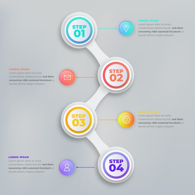 Kolorowe gradienty infographic kroki