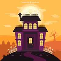 Bezpłatny wektor kolorowe halloween dom z klasycznym stylu