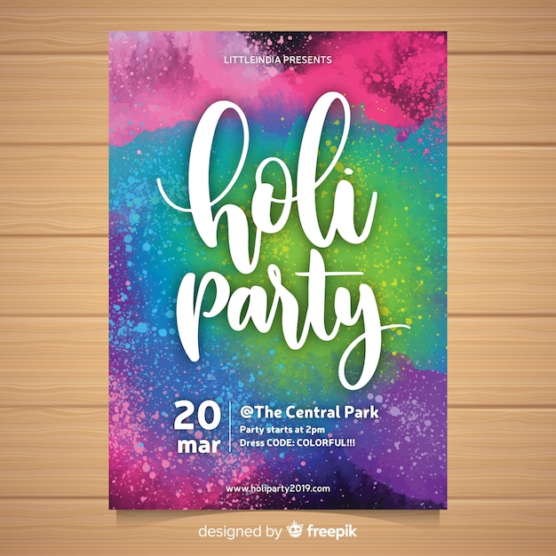 Bezpłatny wektor kolorowe holi festiwal party plakat