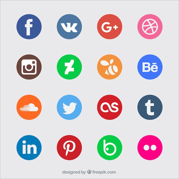 Bezpłatny wektor kolorowe ikony social media