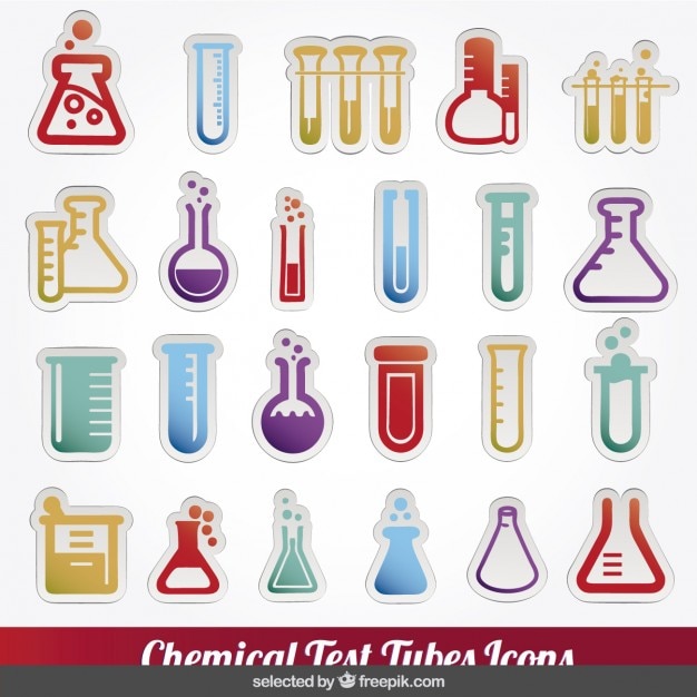 Bezpłatny wektor kolorowe ikony testów chemicznych rurki