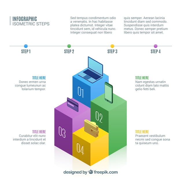 Kolorowe Izometryczne Infographic Kroki