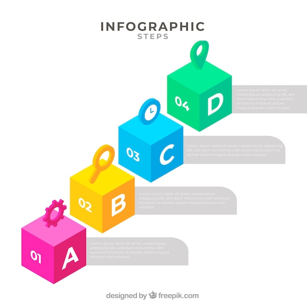 Bezpłatny wektor kolorowe izometryczne infographic kroki
