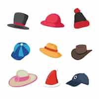 Bezpłatny wektor kolorowe kapelusze kolekcja