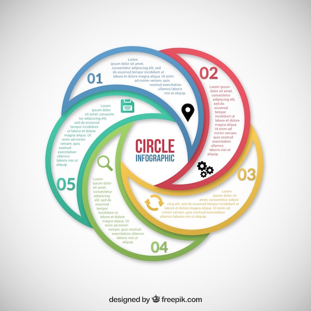 Bezpłatny wektor kolorowe kółko infografika