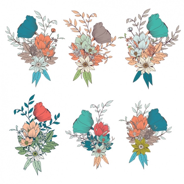 Bezpłatny wektor kolorowe kwiaty kolekcja