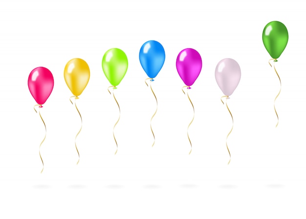 Kolorowe latające balony z rzędu