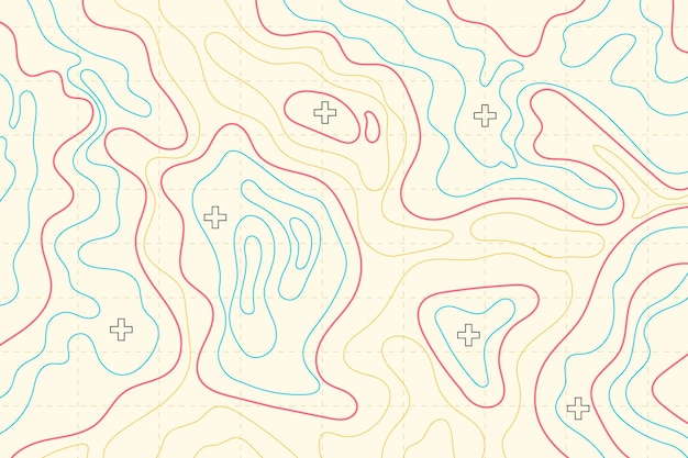 Bezpłatny wektor kolorowe linie tła mapy topograficznej