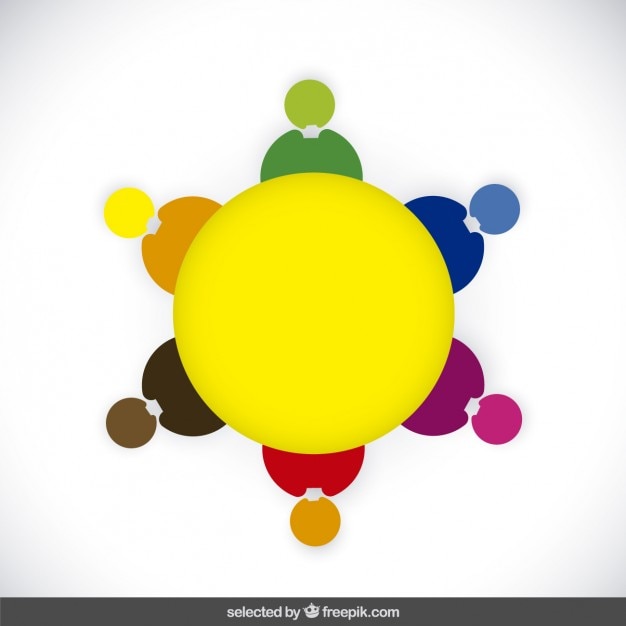 Bezpłatny wektor kolorowe okrągłe logo z ludzkich sylwetek