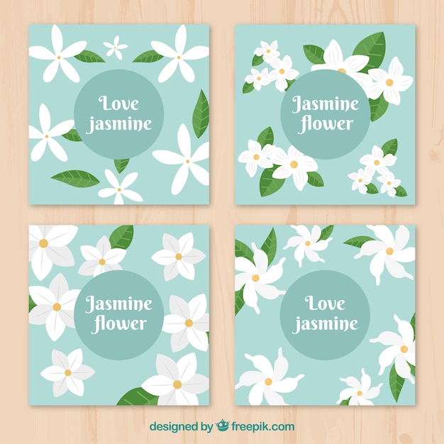 Bezpłatny wektor kolorowe opakowanie kart jasmine