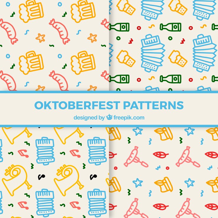 Bezpłatny plik Wektor kolorowe opakowanie wzorów z dodatkami oktoberfest