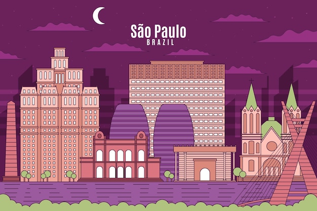 Kolorowe panoramę sao paulo w nocy