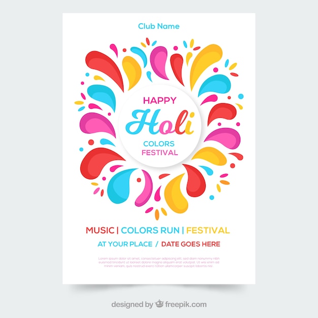 Kolorowe Party Plakat Na Festiwalu Holi