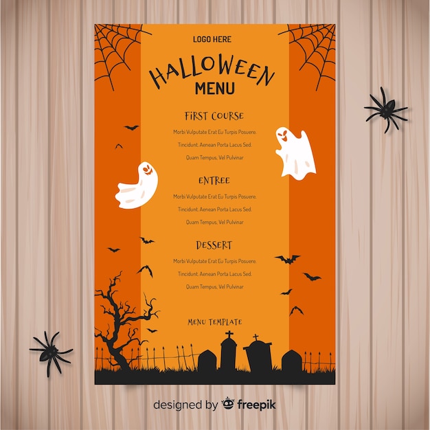 Kolorowe Ręcznie Rysowane Szablon Menu Halloween