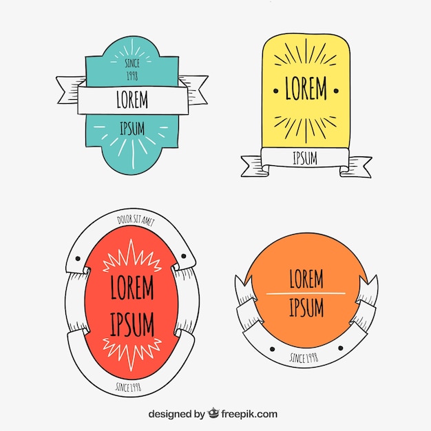 Bezpłatny wektor kolorowe retro odznaki