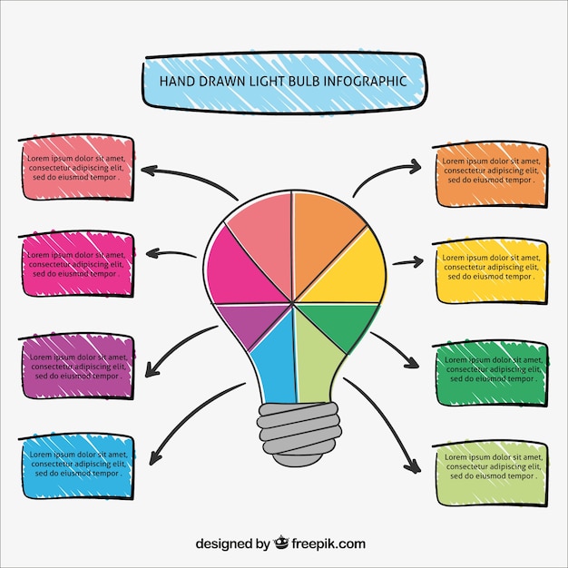 Bezpłatny wektor kolorowe żarówki infografika