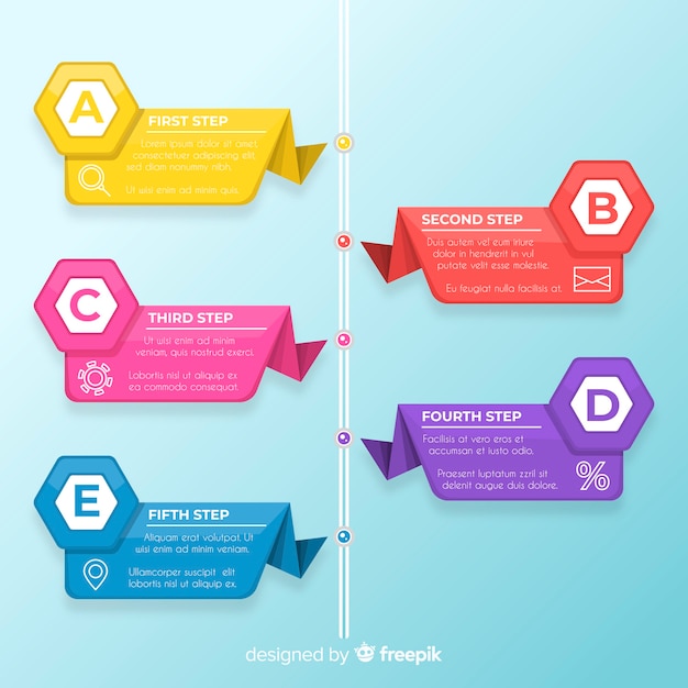 Kolorowy Infographic Szablon Z Krokami