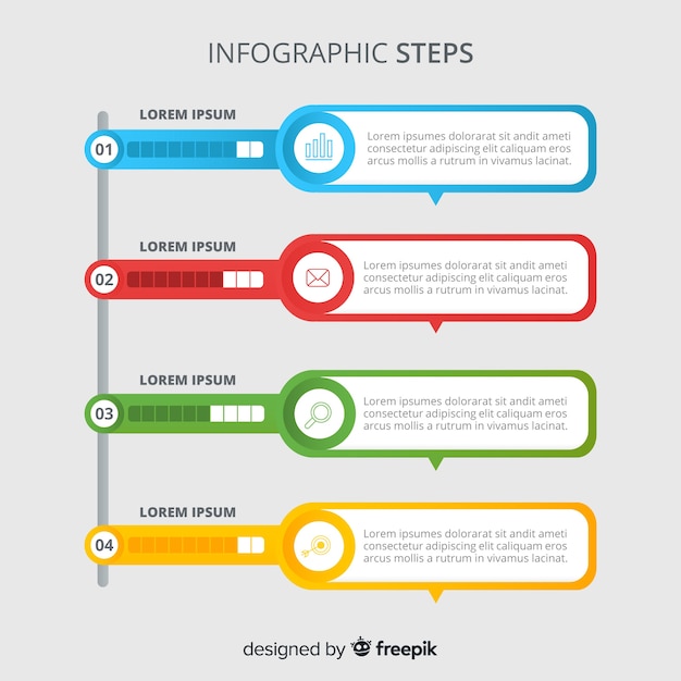 Kolorowy Krok Infografiki Szablon