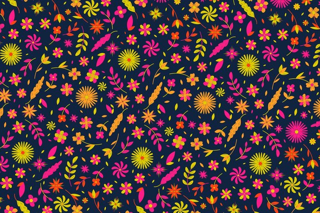 Kolorowy, kwiatowy wzór tapety w odcienie ditsy