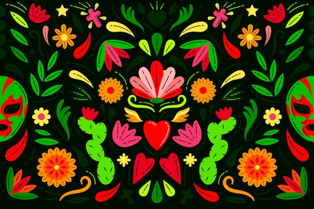 Bezpłatny wektor kolorowy meksykański tło styl